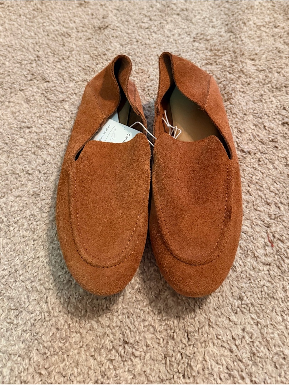Womens Suede Slip-On Loafers in Brown
